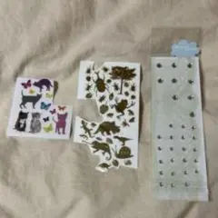 動物と植物のイラストシールセット