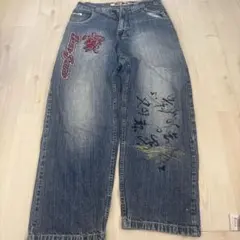 00s バック刺繍 フレアパンツ ダブルウエスト - メルカリ