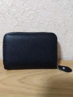 カードケース ミニ財布 レザー風 黒 ラウンドファスナー 大容量 じゃばら