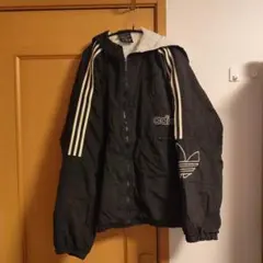 adidas フード付きジャケット ブラック ビンテージ