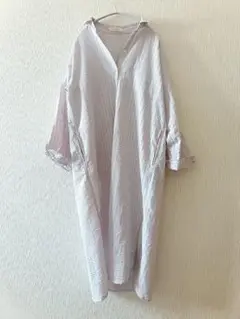 ロングシャツワンピース 長袖 ポコポコ素材 羽織もの 春夏 カジュアル