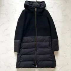 美品✨ヘルノ ダウン コート ハイブリッドフーデッド 近年モデル 切替 ブラック
