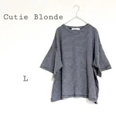 キューティーブロンド 半袖Tシャツ ボーダー L 白黒 クルーネック 綿のサムネイル