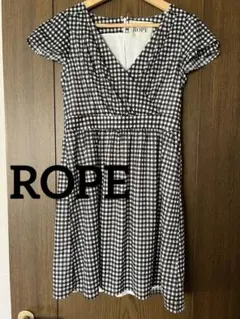 ROPE 半袖ミニワンピース 白黒チェック