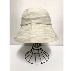 芦屋ロサンブランM ベージュプレーンハットつば10cm100％UV完全遮光