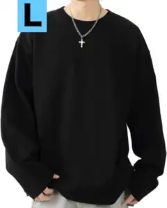 【新品未使用】長袖Tシャツ メンズ 綿100% 吸汗性 抗菌防臭 ブラック Ｌ