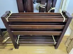 천연 나무 이층 침대 다크 브라운