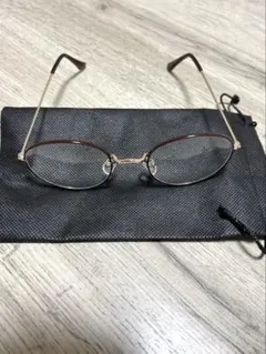 ゴールドラウンドフレームメガネ ケース付き