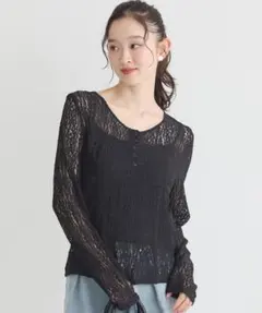 フロントボタンレースプルオーバー