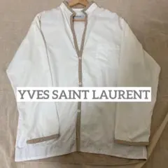 YVES SAINT LAURENT バイカラー ノーカラーシャツ YSLロゴのサムネイル