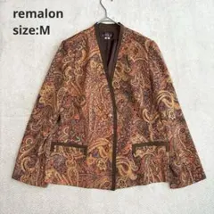 【remalon】（M）ペイズリー柄 ノーカラージャケット 薄手 エスニック柄のサムネイル