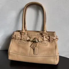 お値下げ！COACH ベージュ ハンドバッグ 編み込みデザイン