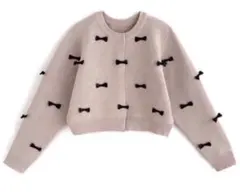 GRL リボン 長袖 カーディガン ピンク