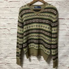 ラルフローレン ニット フェアアイル リネン シルク XL 90s