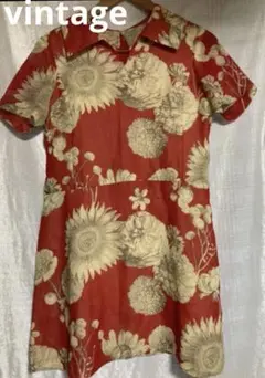 [vintage] 昭和レトロ　花柄　鉛筆画　　派手柄のサムネイル