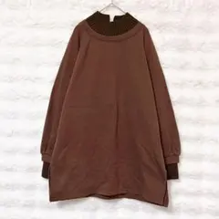 チャオパニックティピー 長袖 切替スウェット F ブラウン レイヤード風 リブ