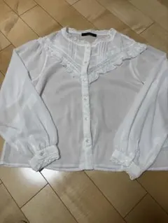 w closet レース装飾 長袖ブラウス ホワイトのサムネイル