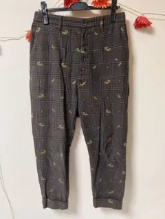 Né-net ウサギ刺繍 チェック柄 パンツ