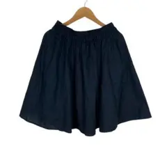 アースミュージック&エコロジー 膝丈スカート ネイビー ポリエステル綿 伸縮性