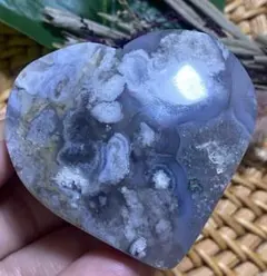 ⭐天然石⭐フラワーアゲート⭐桜瑪瑙⭐ぷっくり ハート⭐キラキラ druzy⭐
