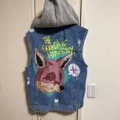 ◉半袖デニムジャケット　フード付き　ザラ　ダメージ