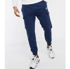 L 新品 ナイキ クラブ カーゴ スウェットパンツ ジョガー ネイビー メンズ