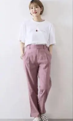 【値下げ】ジャーナルスタンダード　麻綿テーパードパンツ　サイズL ピンク