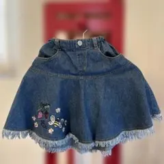 刺繍付きデニムフリルスカート