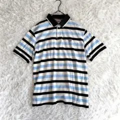 【マックレガー】青と白のストライプ ポロシャツ ボーダー 刺繍ロゴ