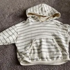 ストライプ フード付き トレーナー　韓国子供服　ザベージュthebeige XS