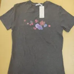 LEE SOPHY 花柄 Vネック Tシャツ グレー M