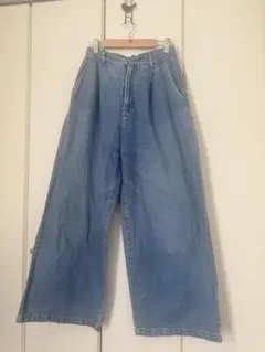 ワイドデニムパンツ ライトブルー