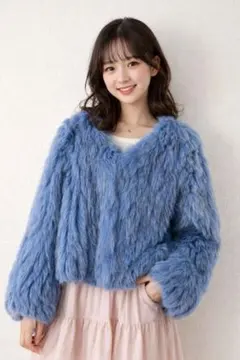 ✨極上ミンクファーコート パーティー・結婚式 上品ブルー／美シルエット／高級感◎