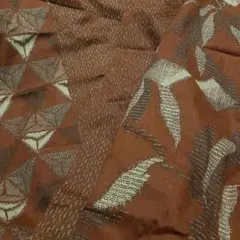 赤茶色幾何学和柄3種類模様コットン生地　延長可能
