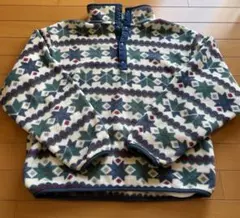 80s 90s USA製エルエルビーン　スナップT 総柄　フリース