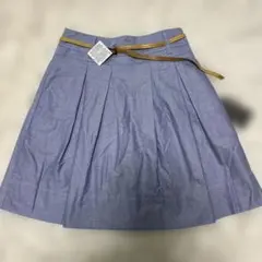 ZARA フレアスカート ブルー S ベルト付き
