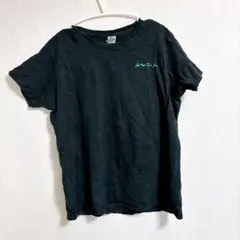 黒 半袖Tシャツ 青色ロゴ【M】