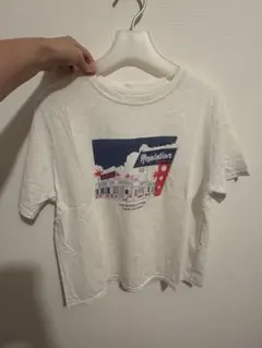 ungrid ホワイト レストランプリント Tシャツ