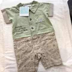 bebe reduction べべ　襟付きマッププリントカバーオール