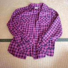 UNIQLO ピンク・黒チェック 長袖シャツ S