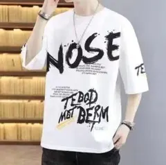 【人気商品】メンズ　Tシャツ　XL　韓国　ホワイト　人気　ストリート　ロゴ　白