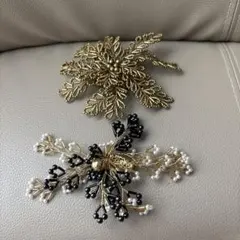 n*o様 ビーズ装飾ブローチ2点セット