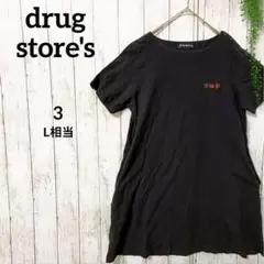 ドラッグストアーズ ミニワンピース L相当 黒 刺繍 半袖 チュニック ゆったりのサムネイル