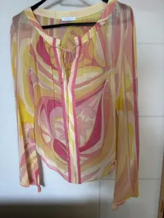 EMILIO PUCCI シフォン長袖ブラウス ピンク・イエローのサムネイル