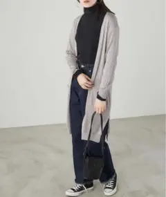 【新品★未使用】カーディガン レーヨンハイゲージポケット付リラックスカーデ　灰色