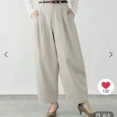 GLOBAL WORK イージーケア ワイドパンツ ベージュ M