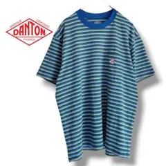 ダントン✨Tシャツ　ボーダー　クルーネック　ワンポイント　マルチカラー　コットンのサムネイル