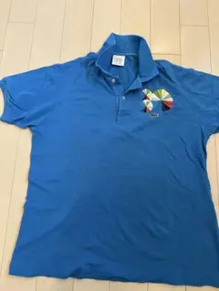 LACOSTE ポロシャツ ブルー 刺繍　サイズ5 メンズ