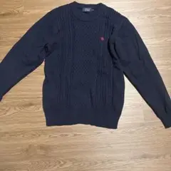 POLO ネイビー ケーブルニットセーター