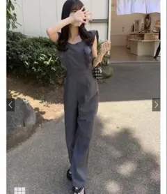 ⭐︎即発送可能⭐︎フリル付き黒オールインワン　L